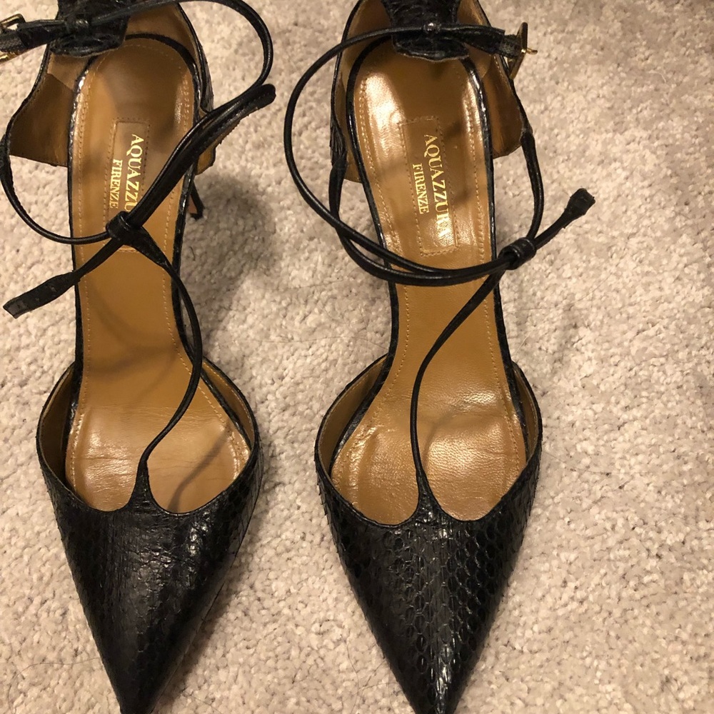 Aquazzura Black Strap Heels